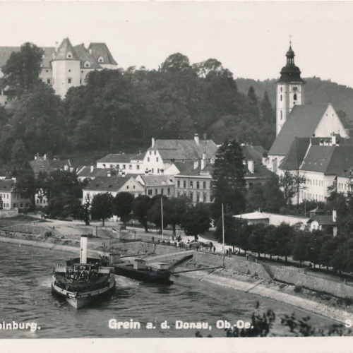 AK aus Grein an der Donau mit Dampfer Oberösterreich (6803)