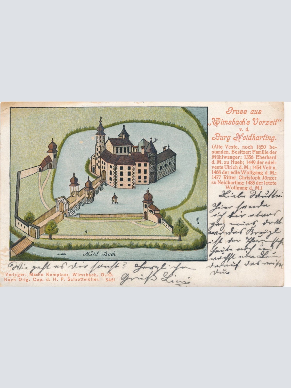 AK gruss aus Wimsbachs vorzeit mit Burg Meidharting Oberösterreich (6778)