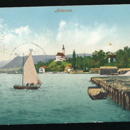 AK aus Attersee mit Segelboot Oberösterreich (6054)