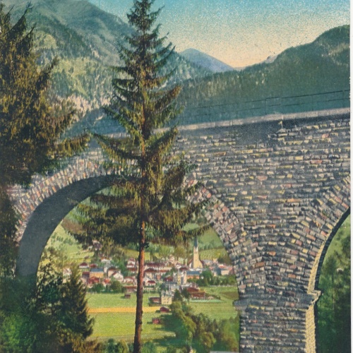 AK von der Tauernbahn Steinbach Viadukt mit Hofgastein Salzburg (6089)