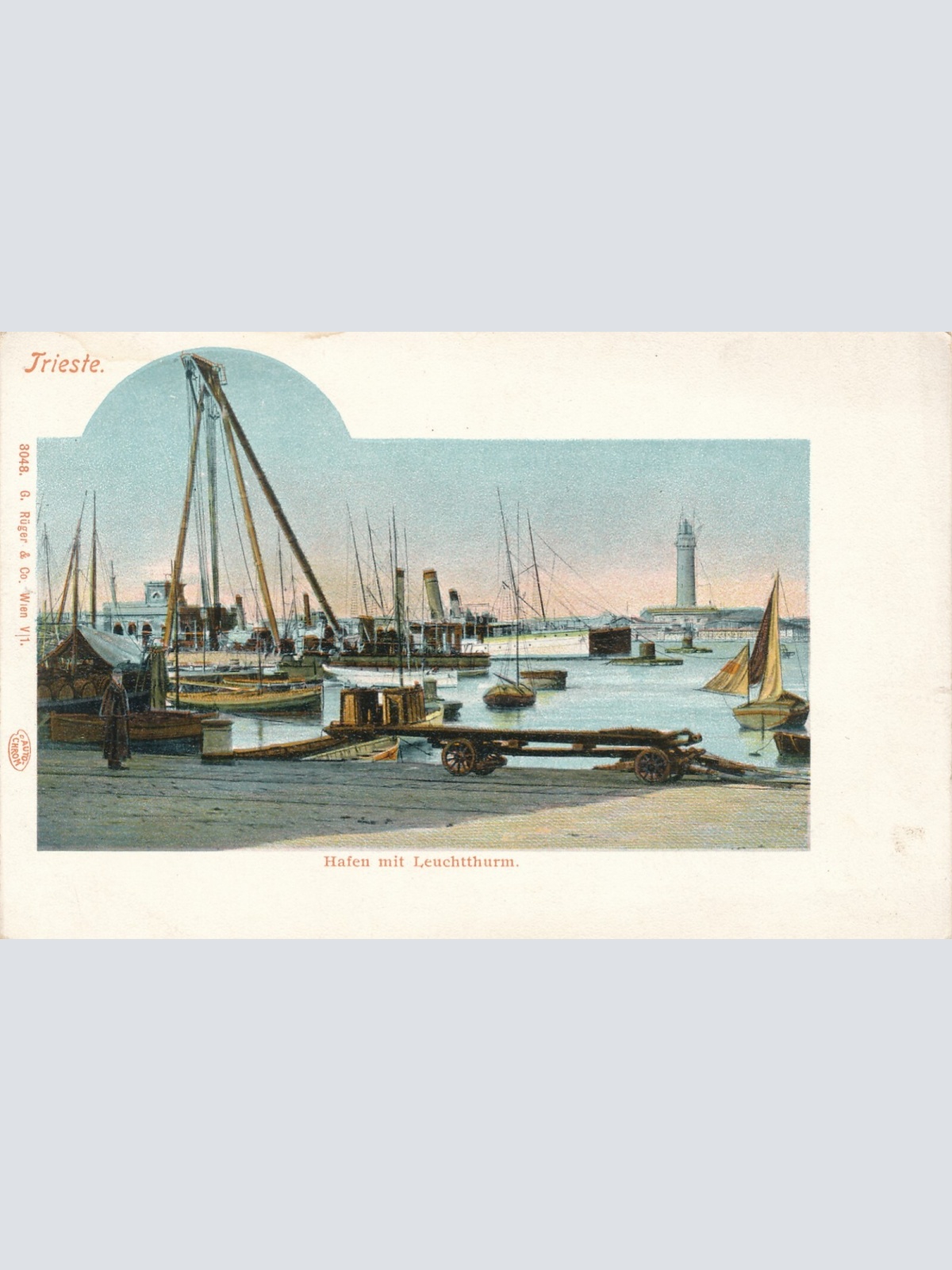 AK aus Triest - Trieste Hafen mit Leuchtturm Italien (6726)