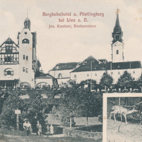 AK aus Linz mit Bergbahnhotel und Pöstlingberg Oberösterreich (6769)
