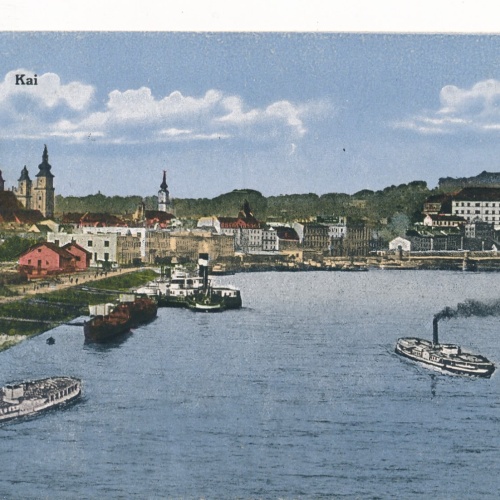 AK aus Linz an der Donau Kai Oberösterreich (7633)