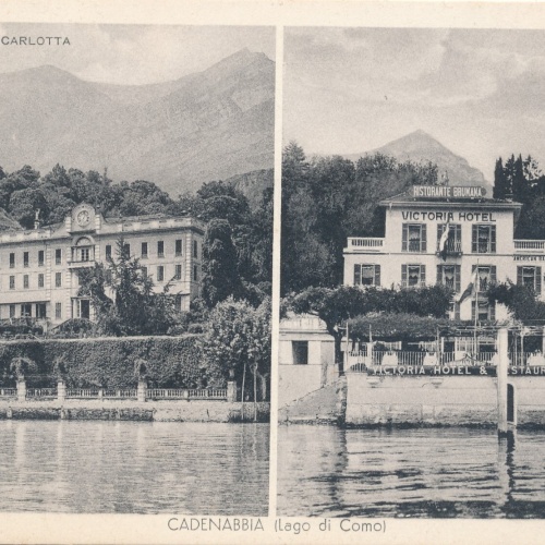 AK aus Cadenabbia mit Ristorante Brumana und Villa Carlotta Italien (7758)