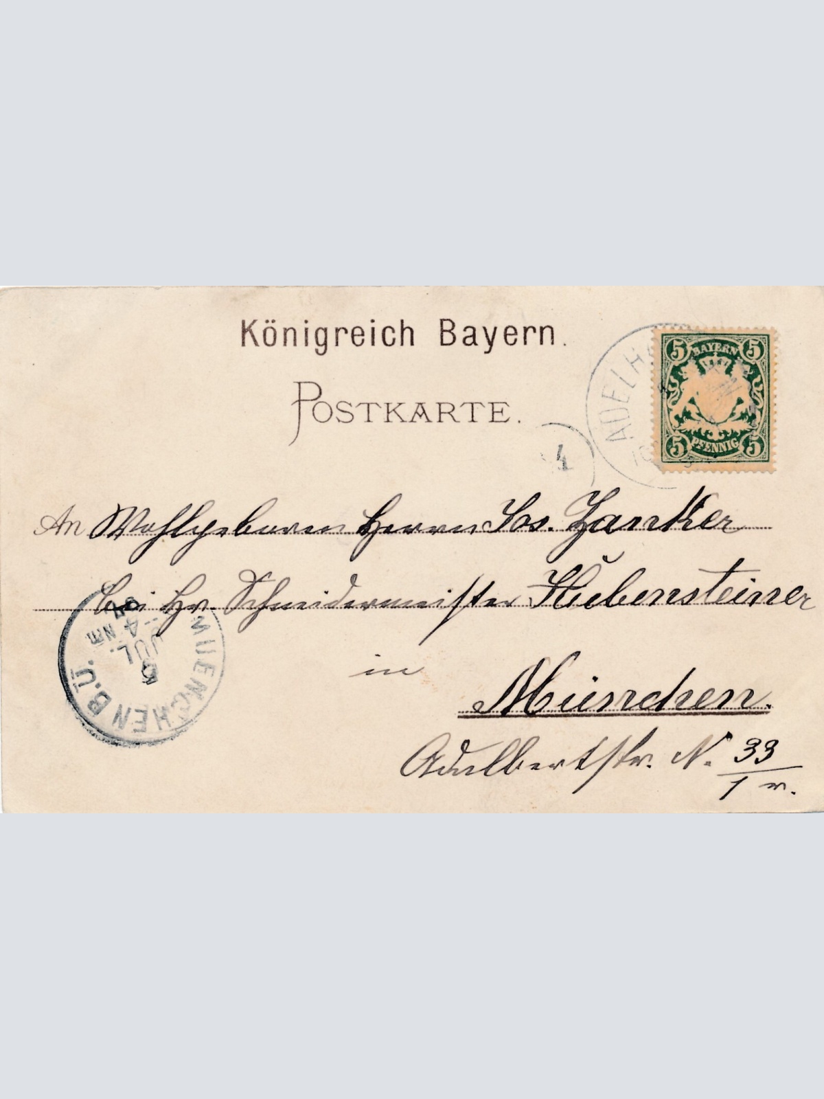 Litho - Karte aus Bad Adelholzen Bayern (7583)
