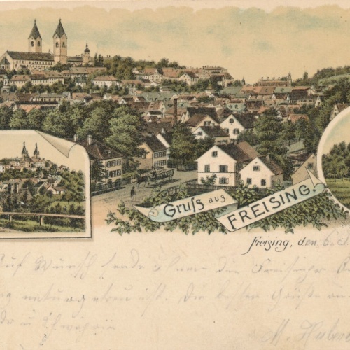 Litho - Karte gruss aus Freising Bayern (7589)