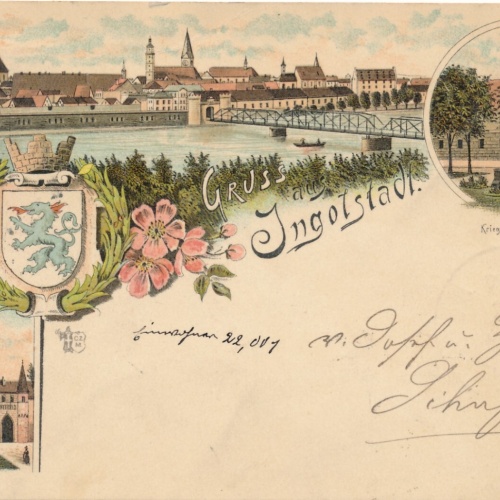 Litho - Karte aus Ingolstadt Bayern (7581)
