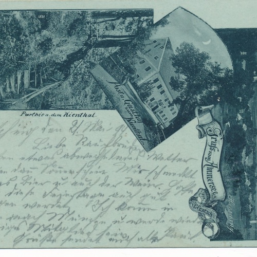 Mondschein - Karte gruss vom Ammersee mit Gasthof zum Kienthal Bayern (7575)