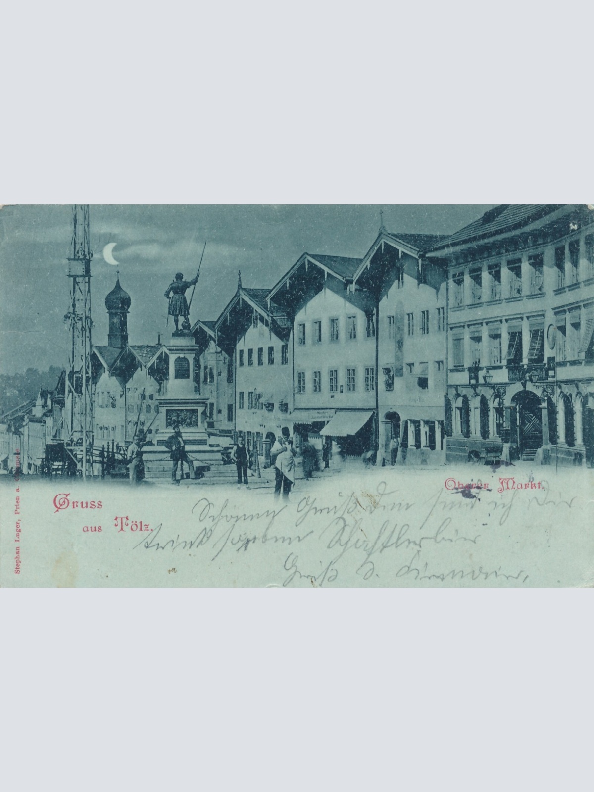 Mondschein - Karte gruss aus Tölz Oberer Markt Bayern (7576)