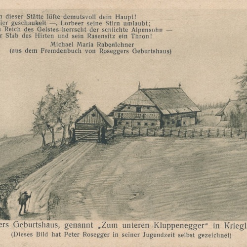 AK aus Krieglach mit Peter Roseggers Geburtshaus Steiermark (8034)