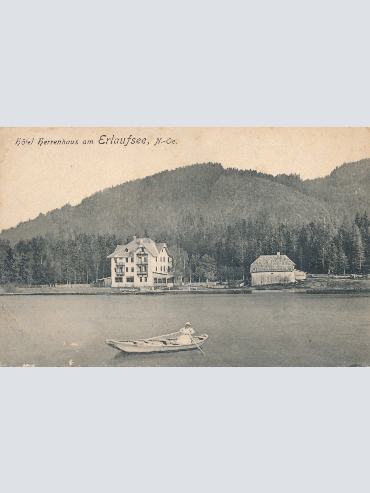 AK vom Erlaufsee mit Hotel Herrenhaus Steiermark (8021)