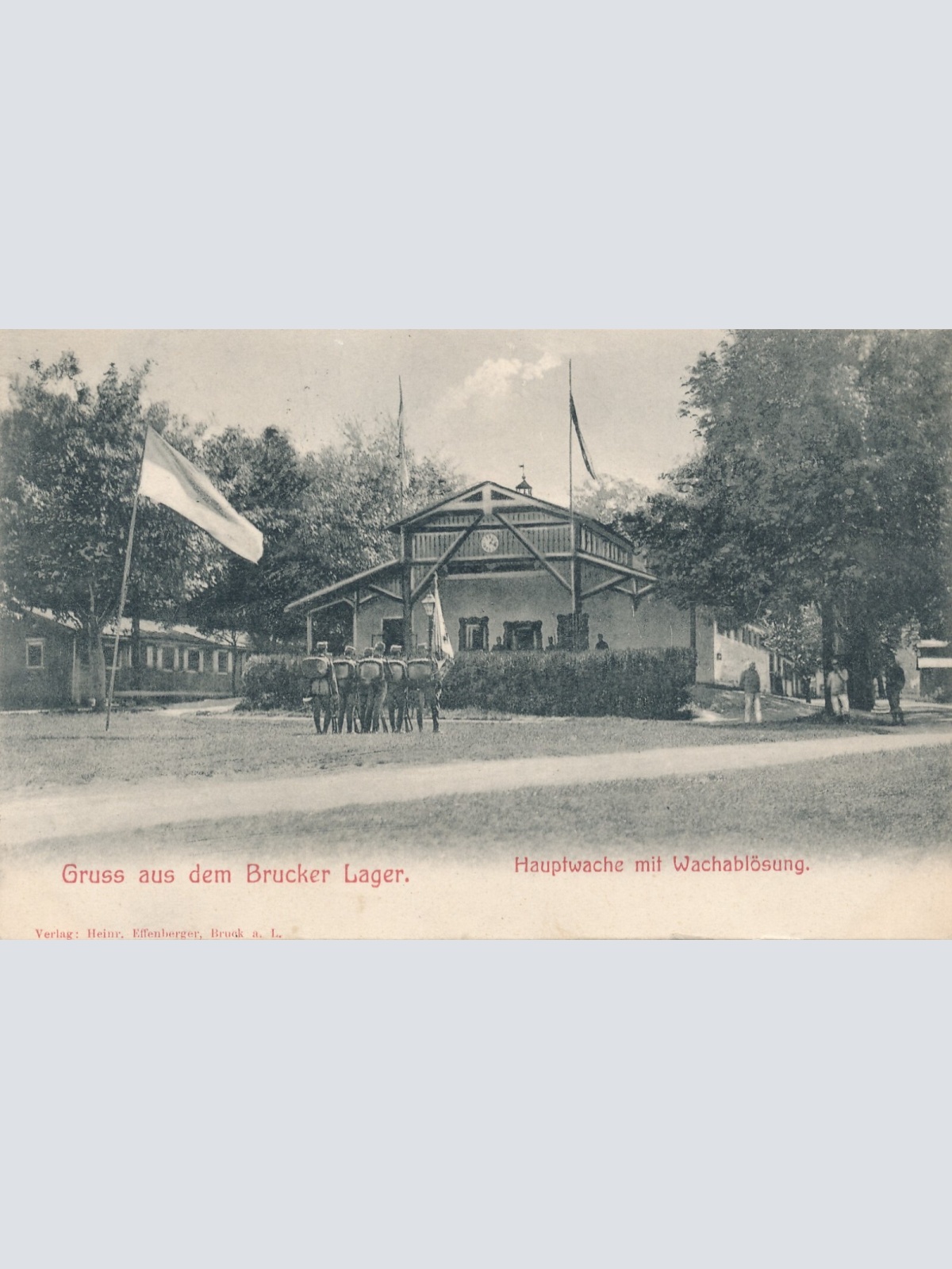 AK vom Brucker Lager Hauptwache mit Wachablösung (6534)