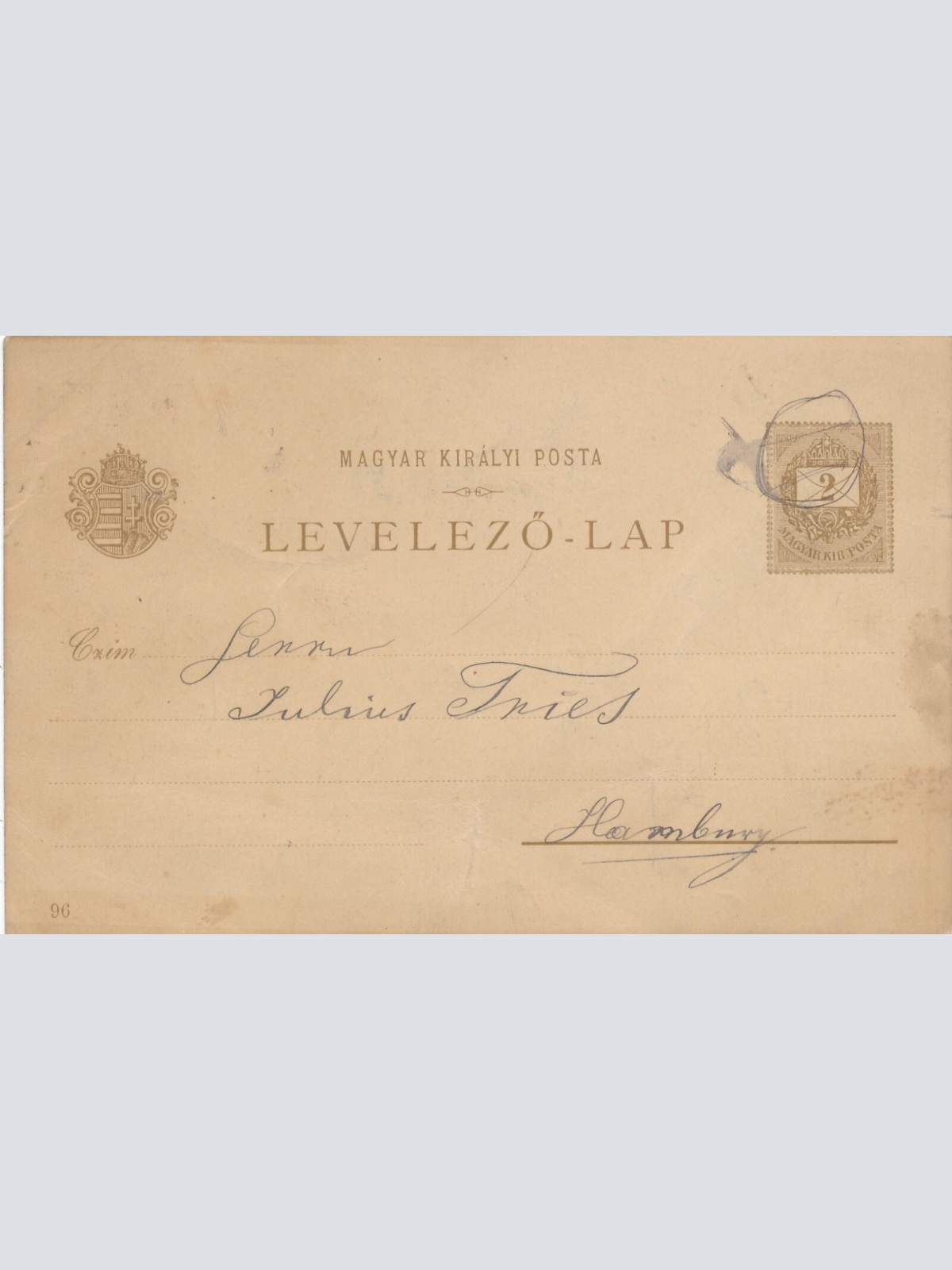 Ganzsachen - Litho - Karte aus Viscgrsid Ungarn (6515)