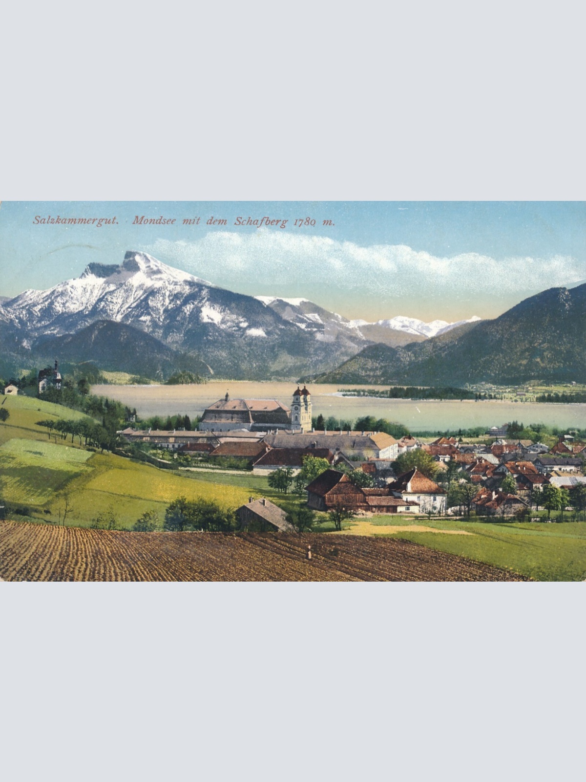 AK aus Mondsee mit dem Schafberg Oberösterreich Ansichtskarte (8198)