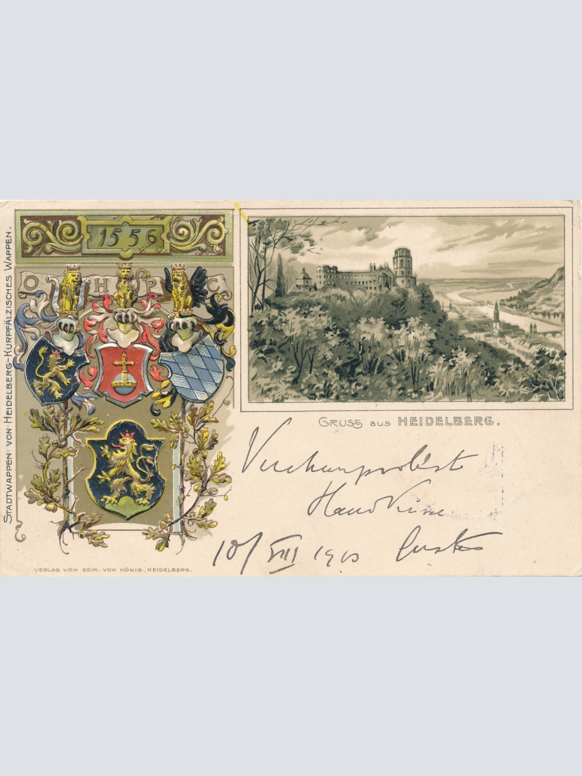 Litho - Präge - Karte gruss aus Heidelberg Baden - Württemberg (6617)