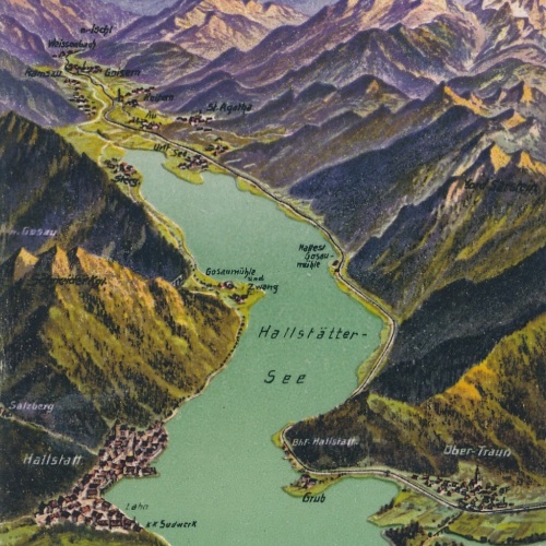 AK der Hallstättersee aus der Vogelschau Oberösterreich Ansichtskarte (8273)