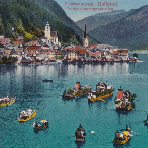 AK aus Hallstatt Frohnleichnamsprozzession Oberösterreich Ansichtskarte (8274)