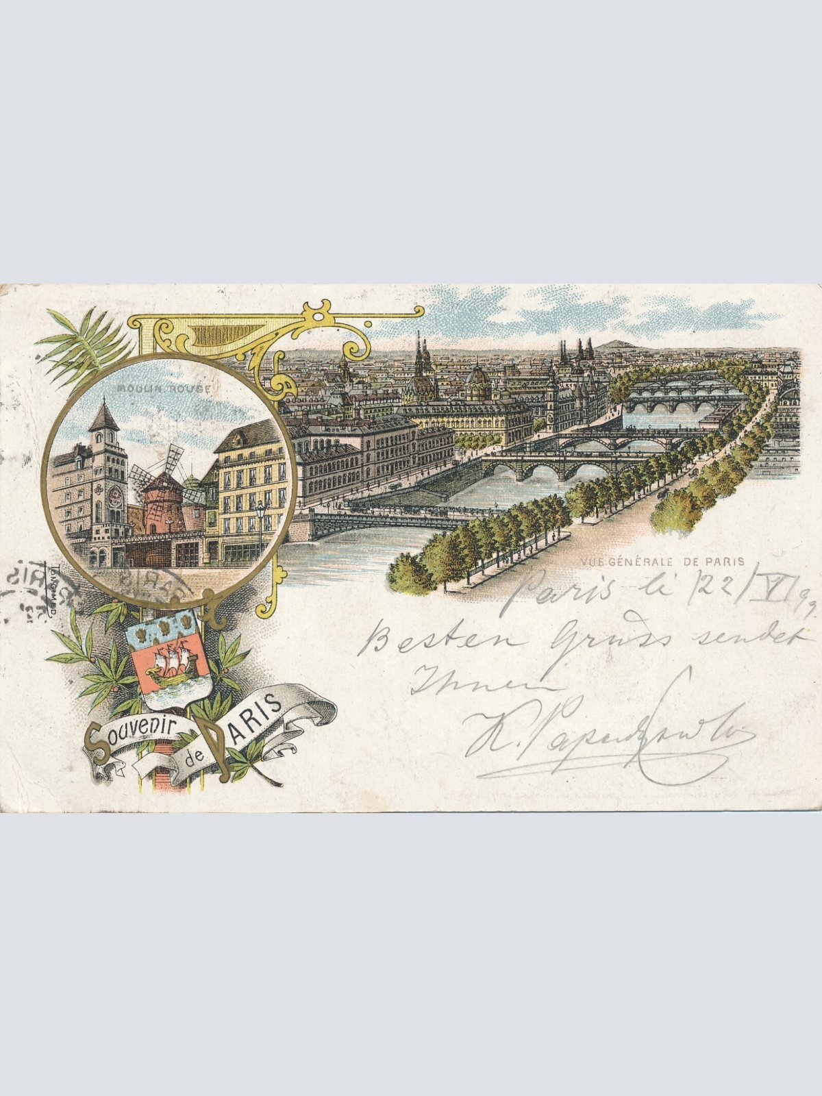 Litho - Karte Souvenir de Paris (6565)
