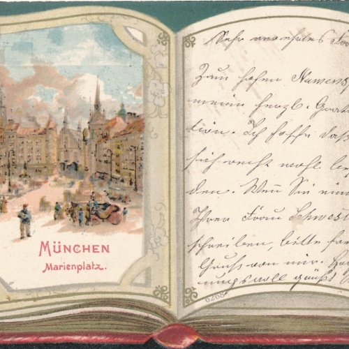 Buch - Litho - Karte gruss aus München Marienplatz Bayern (6595)