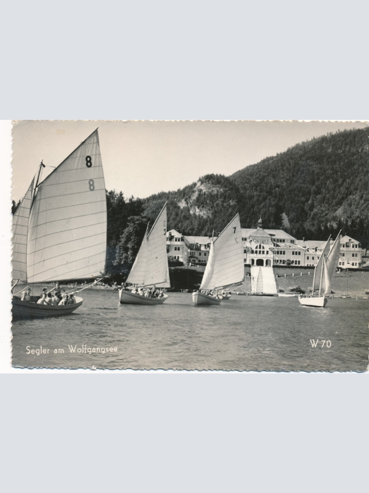 AK vom Wolfgangsee mit Segler Segelboot Oberösterreich Ansichtskarte (8518)