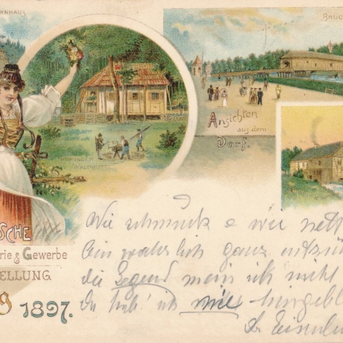 Litho - Karte gruss aus Leipzig Industrei Gewerbe Ausstellung 1897 (6593)