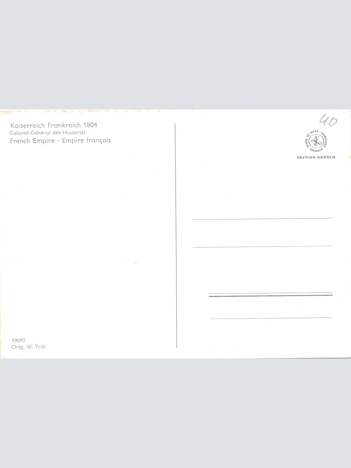 AK Uniform vom Kaiserreich Frankreich 1804 Colonel General Ansichtskarte (8689)