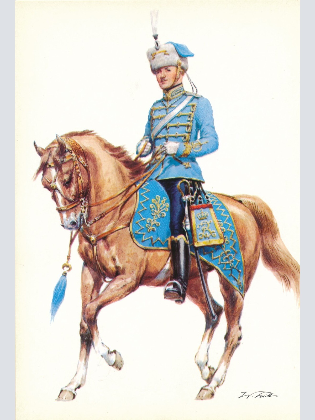AK Uniform Königreich Deu. 1914 9. Husaren reg. Rittmeister Ansichtskarte (8712)