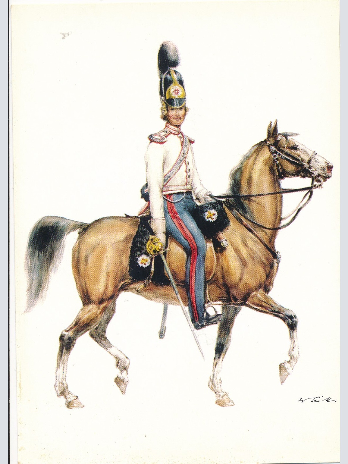 AK Uniform Großherzogtum Baden 1824 Garde Leutnant Ansichtskarte (8705)