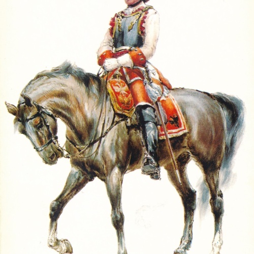 AK Uniform von Polen 1740 Kürassier Offizier Ansichtskarte (8693)