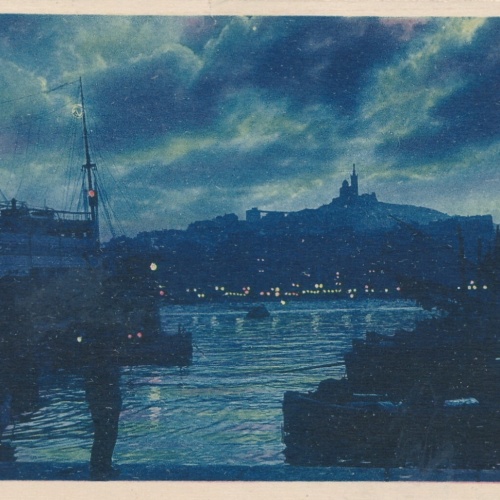 AK aus Marseille in der Nacht vom Hafen Frankreich Ansichtskarte (8596)