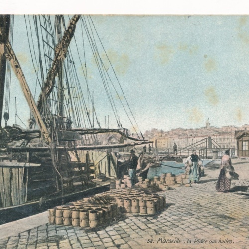 AK aus Marseille am Hafen und Boot Frankreich Ansichtskarte (8586)