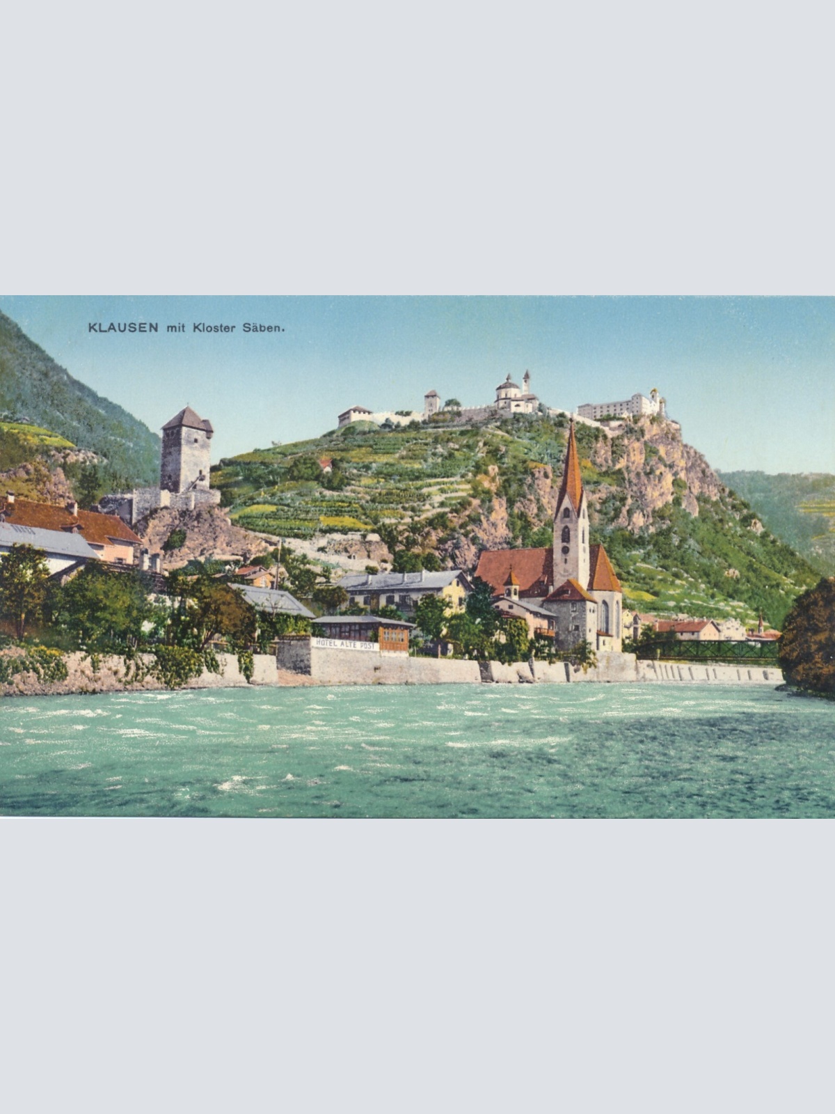 AK aus Klausen mit Kloster Säben Italien Ansichtskarte (8406)