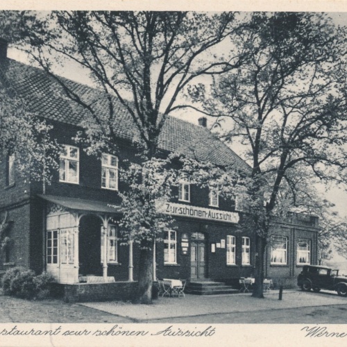 AK vom Kaffee Restaurant zur schönen Aussicht Bayern Ansichtskarte (8407)