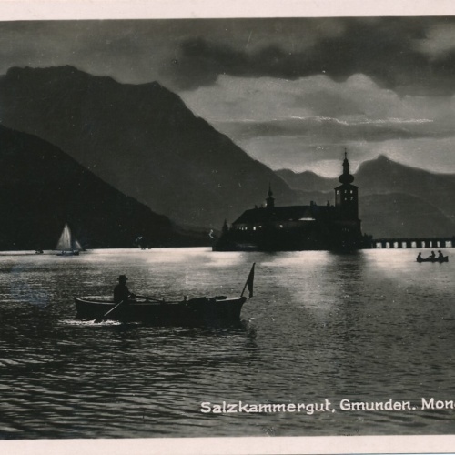 AK aus Gmunden Mondnacht Oberösterreich Ansichtskarte (8434)