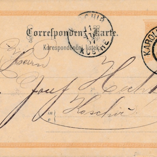 2 Kreuzer Ganzsachen - Karte 1897 aus Karolinenthal - Karlin (8388)