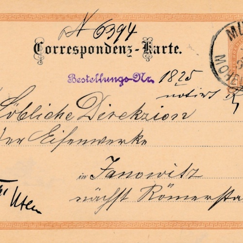 2 Kreuzer Ganzsachen - Karte 1891 aus Müglitz Mohelnice (8395)