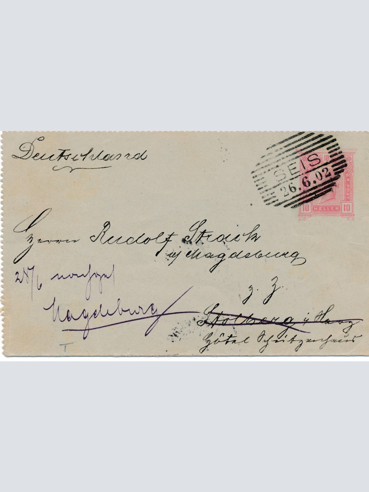 10 Heller Ganzsachen - Karten Brief 1902 aus Seis (8949)