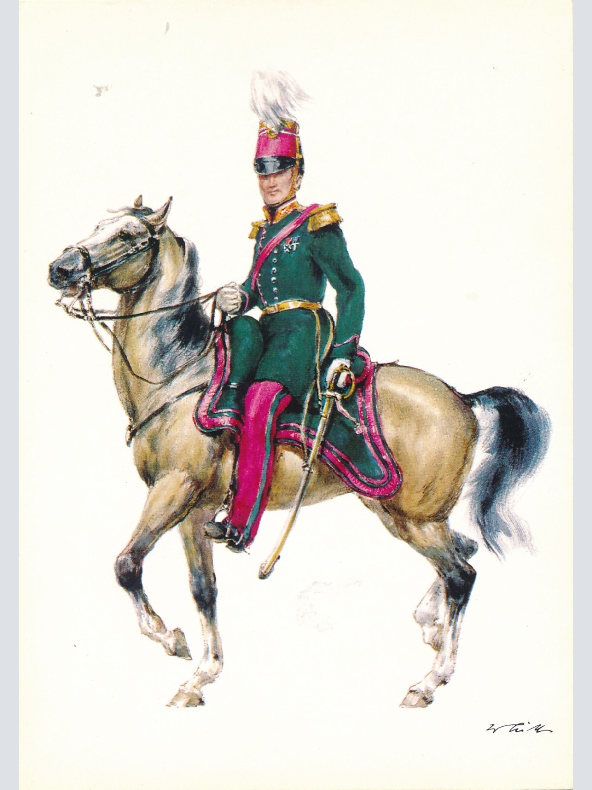 AK Uniform Königreich Belgien 1848 Etat Major Offizier Ansichtskarte (8737)