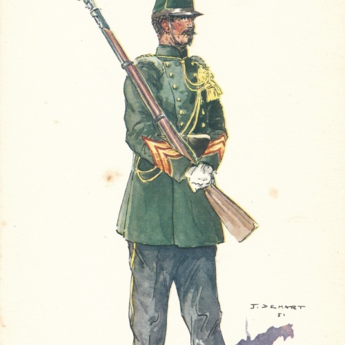 AK Uniform Belgien 1855 Chasseur a Pied Caporal Ansichtskarte (8739)