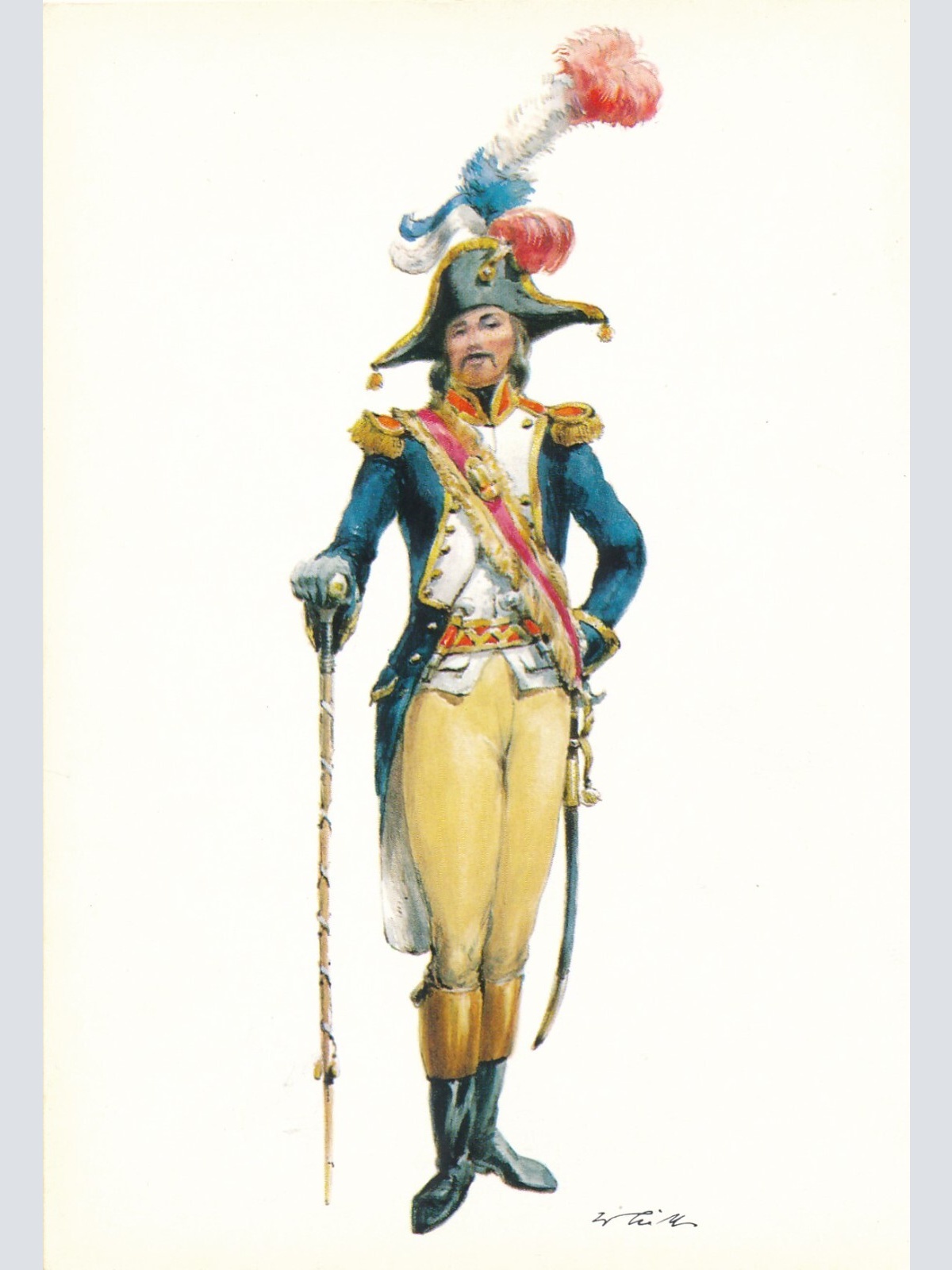 AK Uniform Kaiserr. Frankreich 1793 Infanterie Tambourmajor Ansichtskarte (8726)