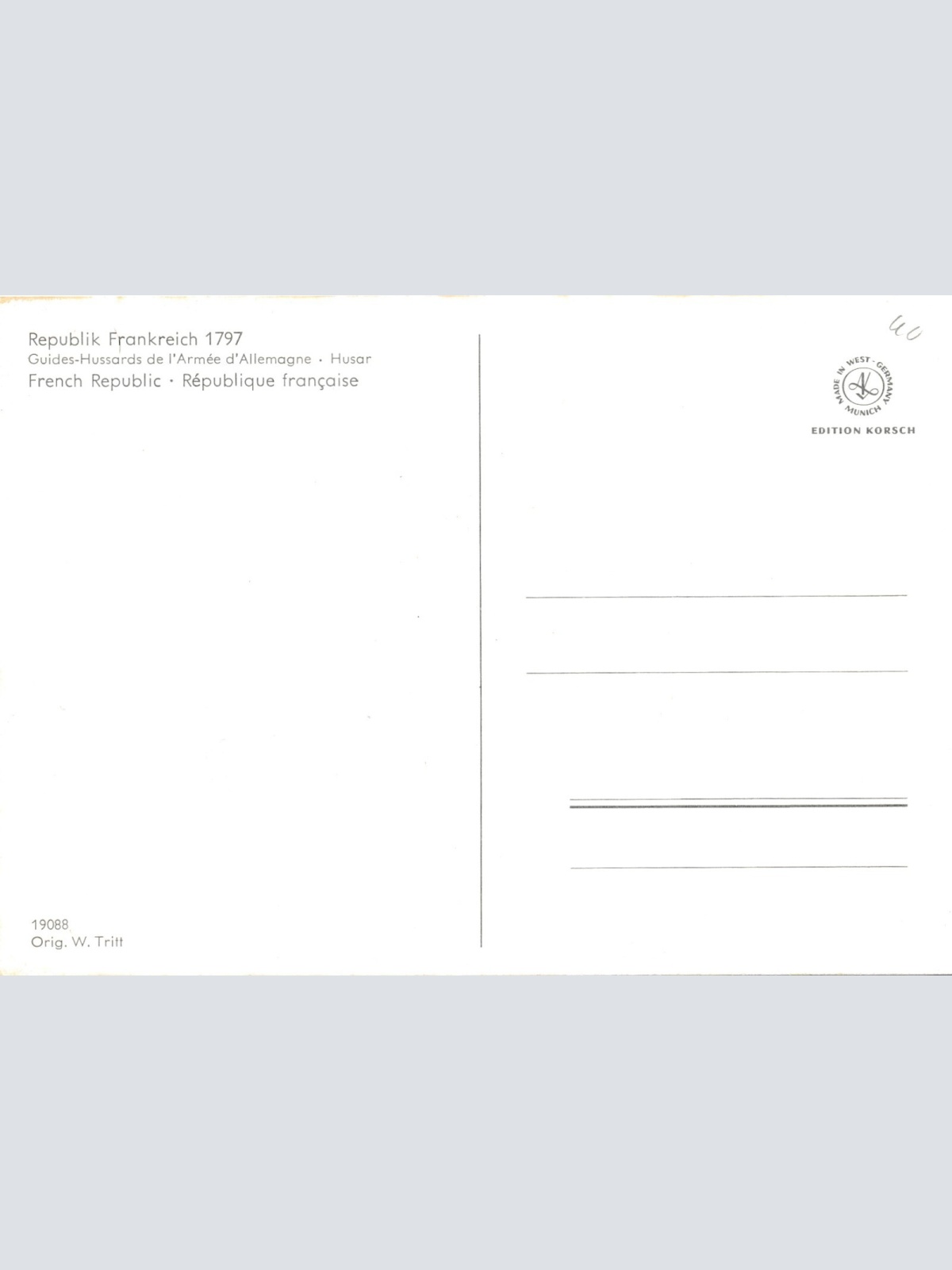 AK Uniform Kaiserr. Frankreich 1797 Hussards Husar Ansichtskarte (8725)