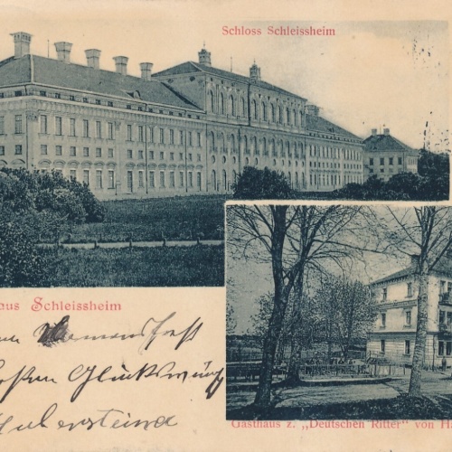 AK gruss aus Schleissheim mit Gasthaus zum Deutschen Ritter Bayern (7274)