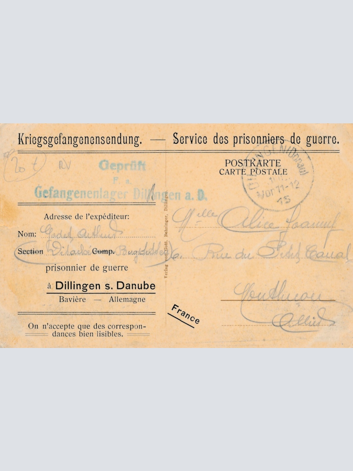 AK aus Dillingen Stadtberg Bayern (7271)