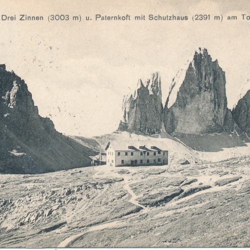 AK drei Zinnen mit Schutzhaus Italien Ansichtskarte (8840)