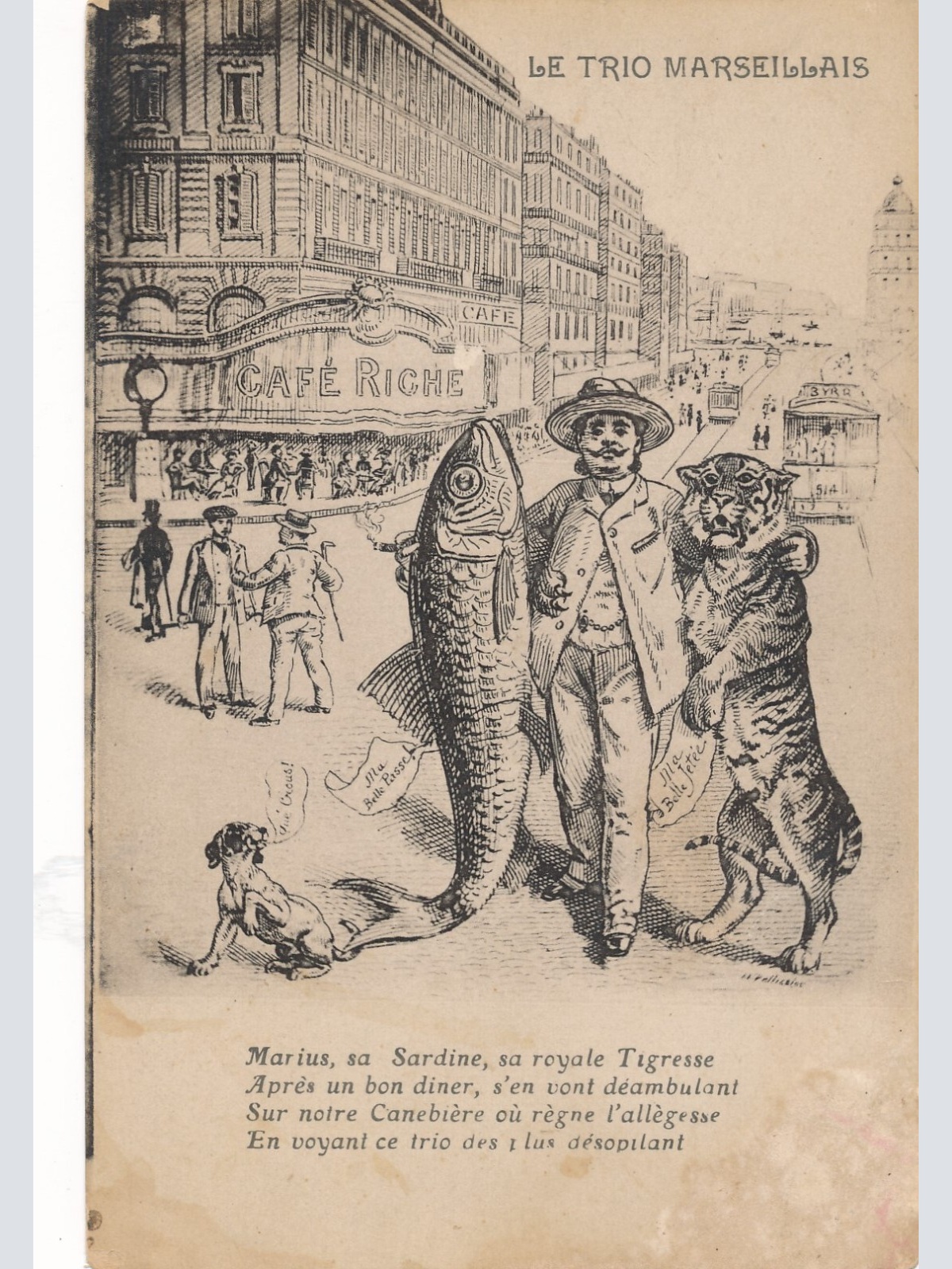 AK aus Marseille Le trio Marseillais mit Sardine Italien Ansichtskarte (8759)