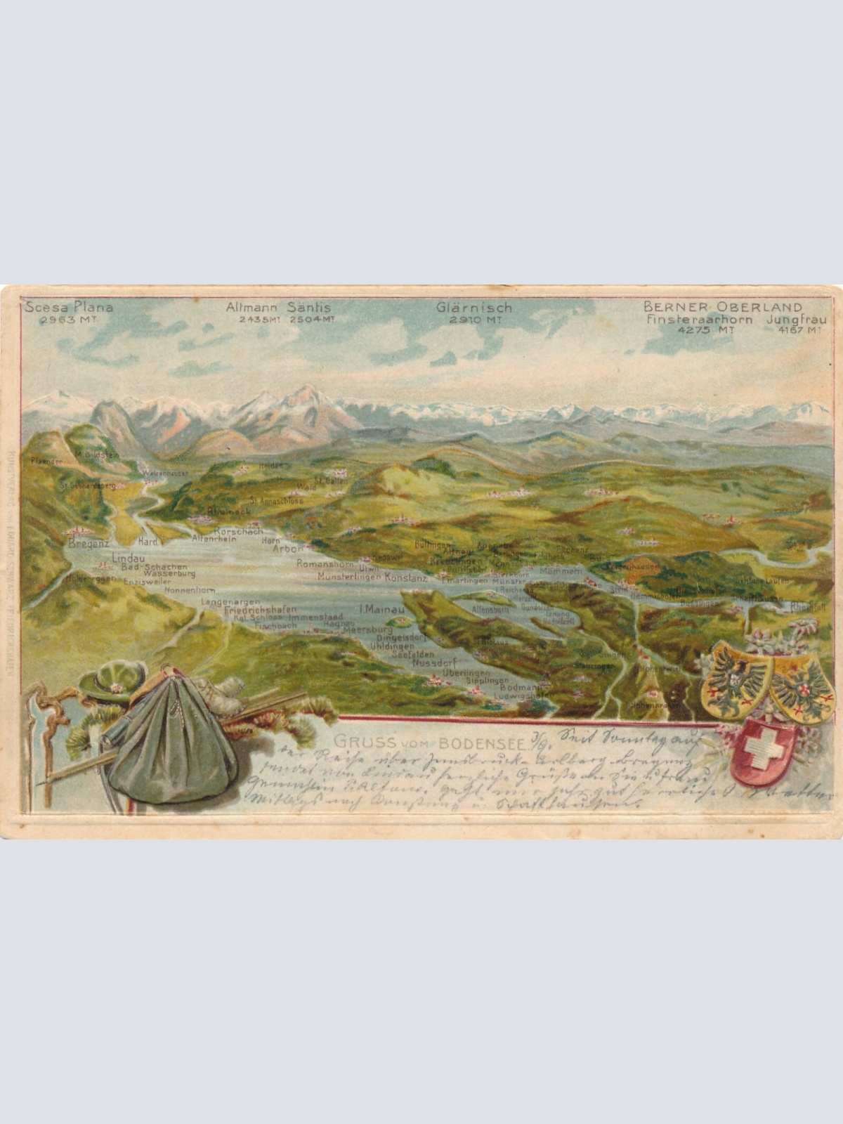 Präge - Karte gruss vom Bodensee Schweiz Ansichtskarte (9166)