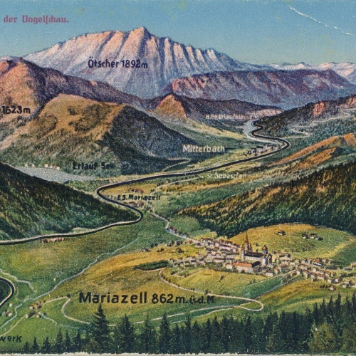 AK aus Mariazell aus der Vogelschau Steiermark Ansichtskarte (9230)