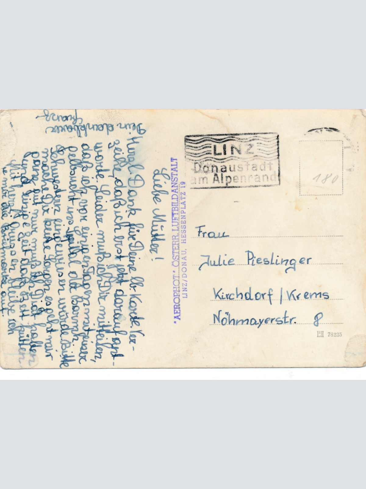 AK aus Linz an der Donau Fliegeraufnahme Nr.650 Oberösterr. Ansichtskarte (8982)