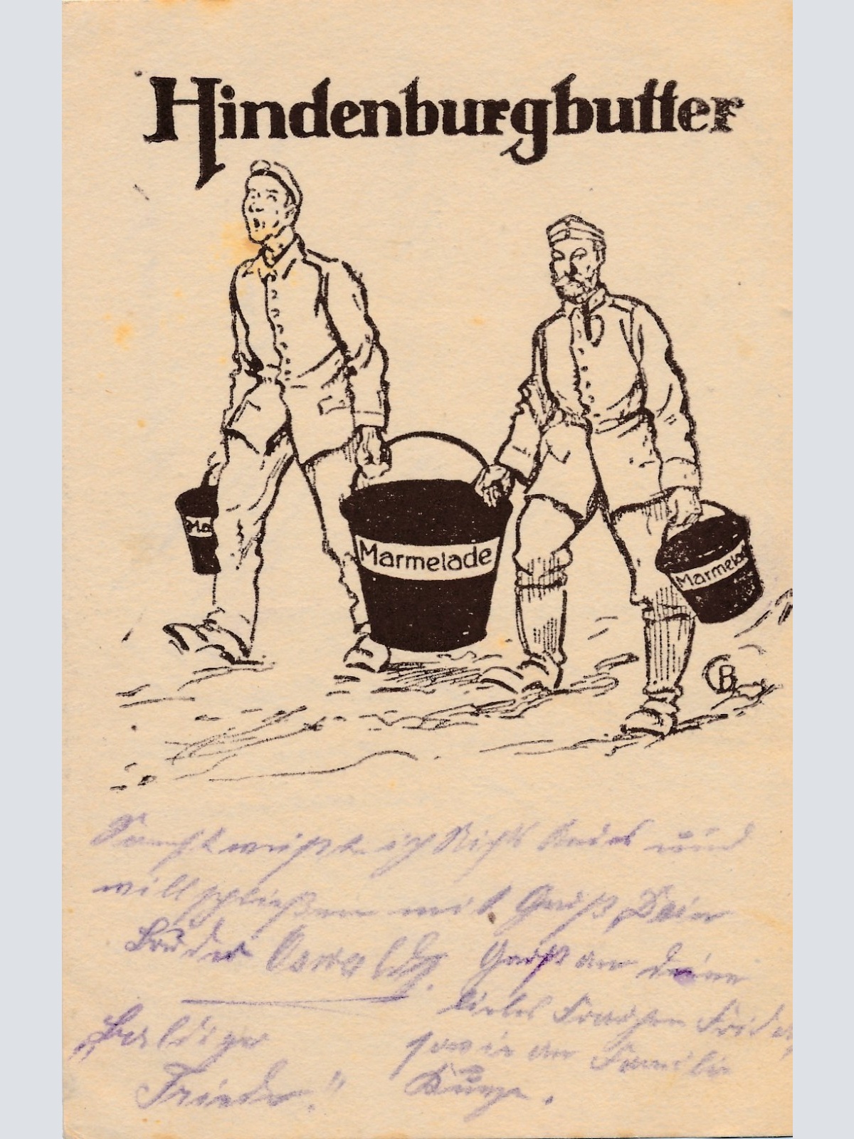 Reklame Karte Hindenburgbutter zwei Soldaten mit Marmelade Ansichtskarte (16198)