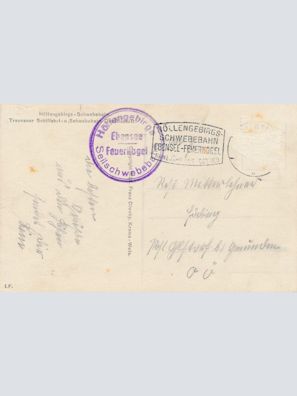 AK aus Ebensee mit Bergstation Oberösterreich Ansichtskarte (9450)